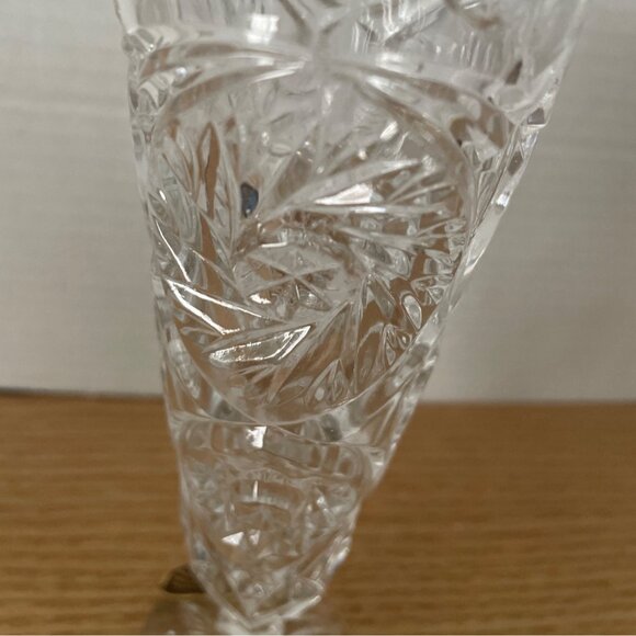 Anna Hutte Sunrise Pattern Genuine 24% Lead Crystal Vase Germany w Box 8 inch - Picture 2 of 9